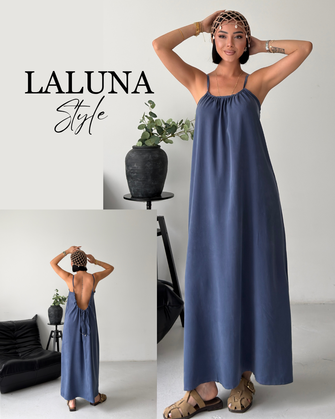 Laluna Sırt Dekolteli Elbise