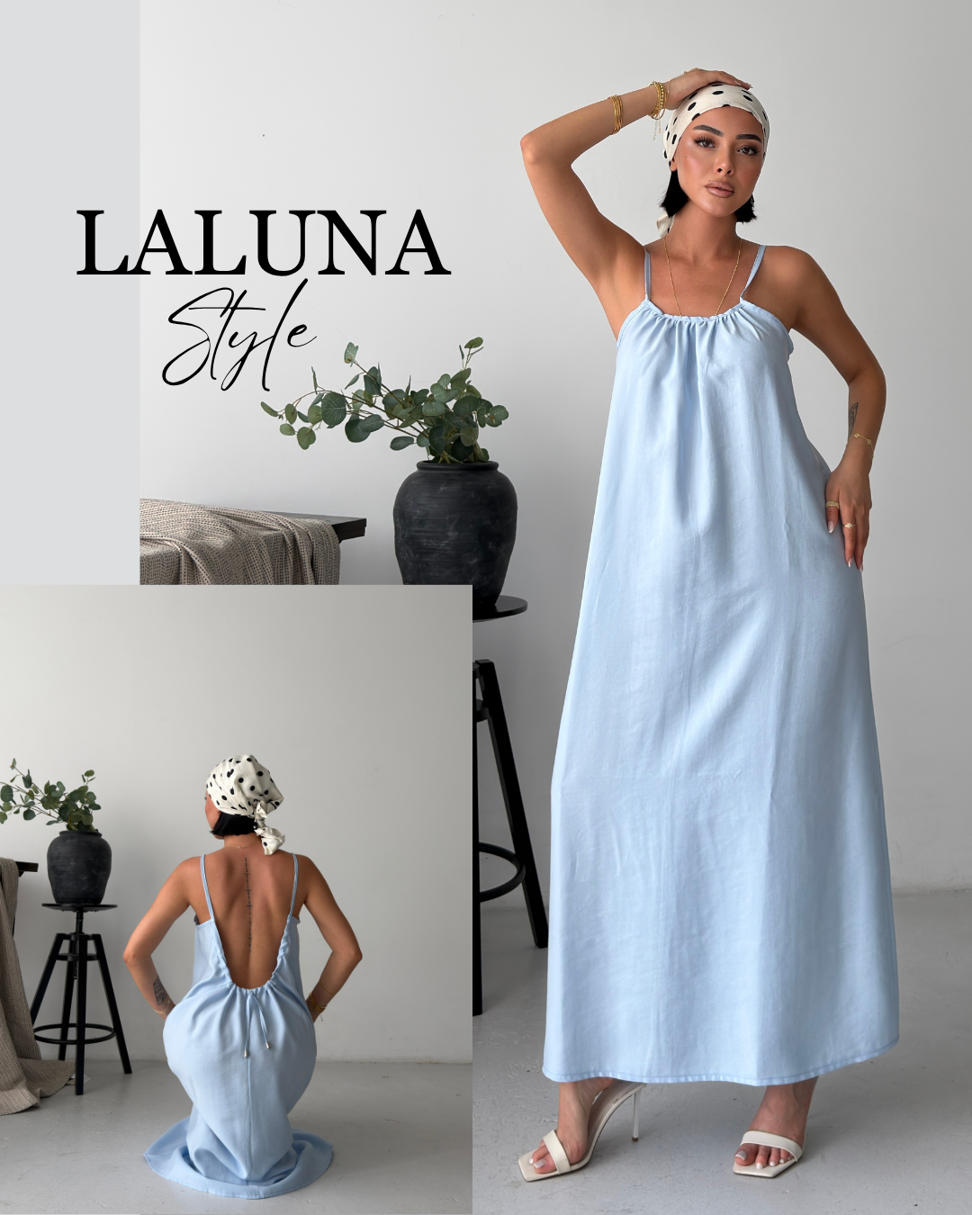 Laluna Sırt Dekolteli Elbise